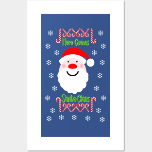 Merry & Bright on Blue Posters and Art